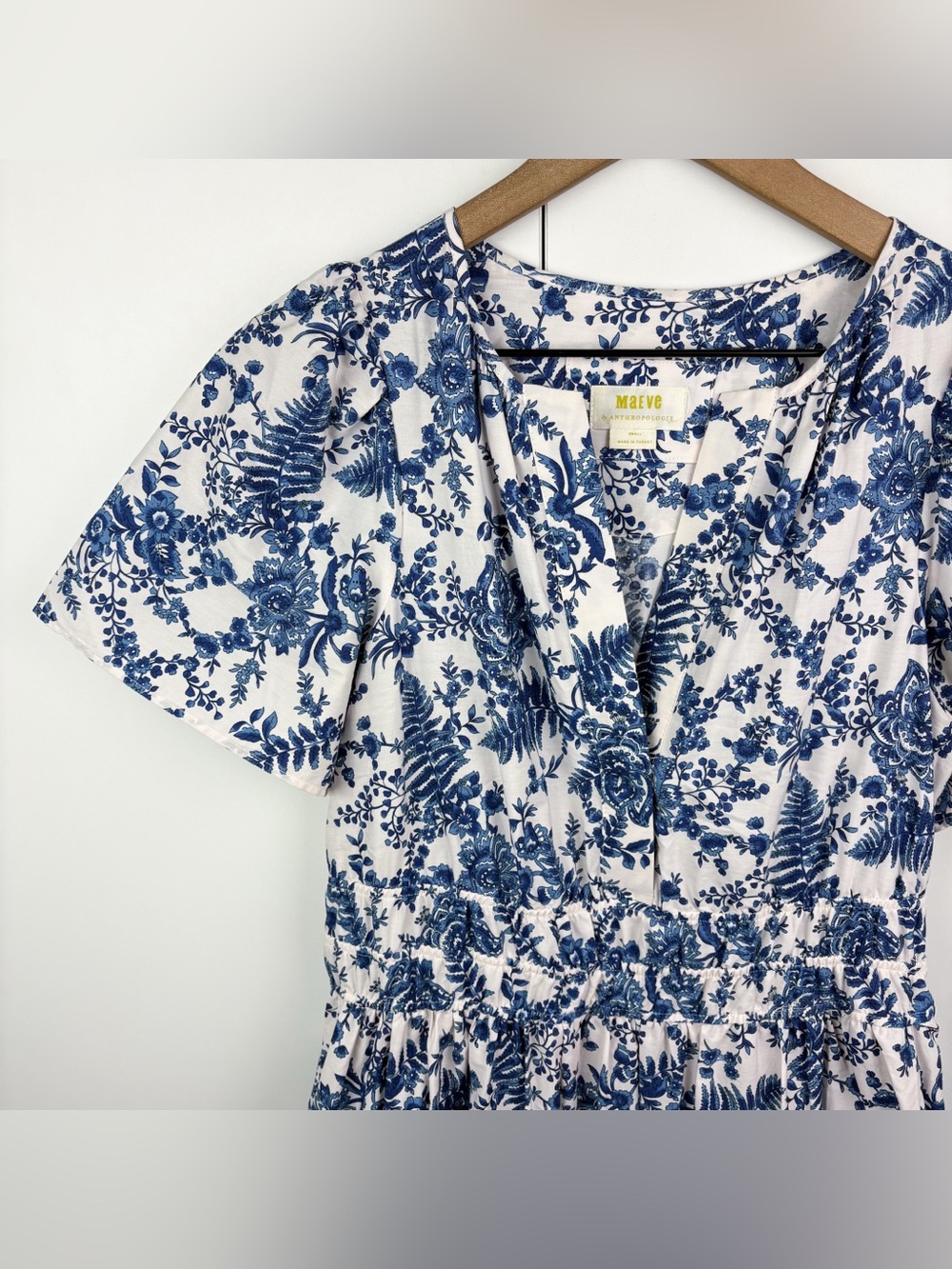Anthropologie Somerset Maxi Dress Toile Floral Blue White 100% Cotton Small - Picture 3 of 6